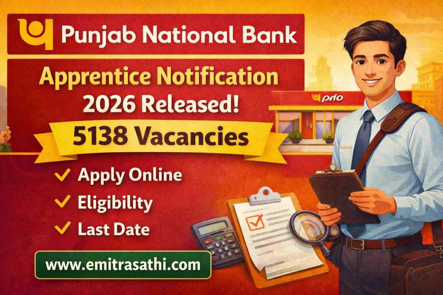 Punjab National Bank (PNB) Apprentice Notification 2026 Released: 5138 Vacancies | Apply Online, Eligibility, Last Date