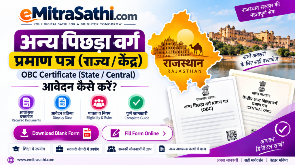 Rajasthan OBC Certificate State Central